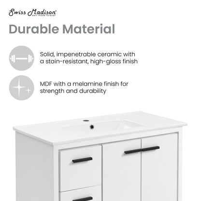 Swiss Madison, Virage 36 Freestanding, Bathroom Vanity in White