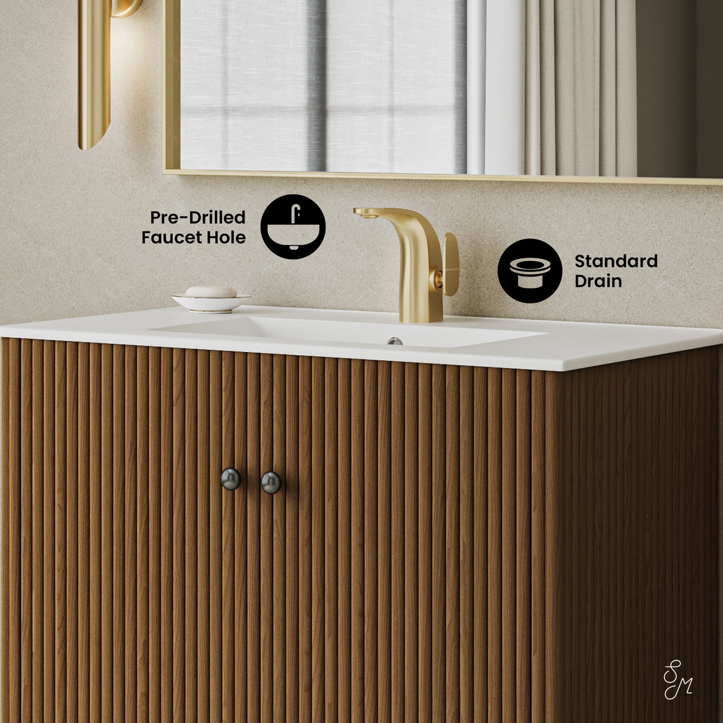 Swiss Madison, Lafayette 36" Bathroom Vanity in Brown Oak
