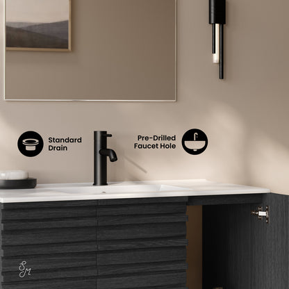 Swiss Madison, Cascade 36" Wall-Mounted Bathroom Vanity in Black Oak with Sink Top