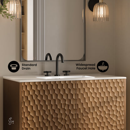 Swiss Madison, Bosse 36" Freestanding Bathroom Vanity in Brown Oak with 3-Hole Widespread Sink Top