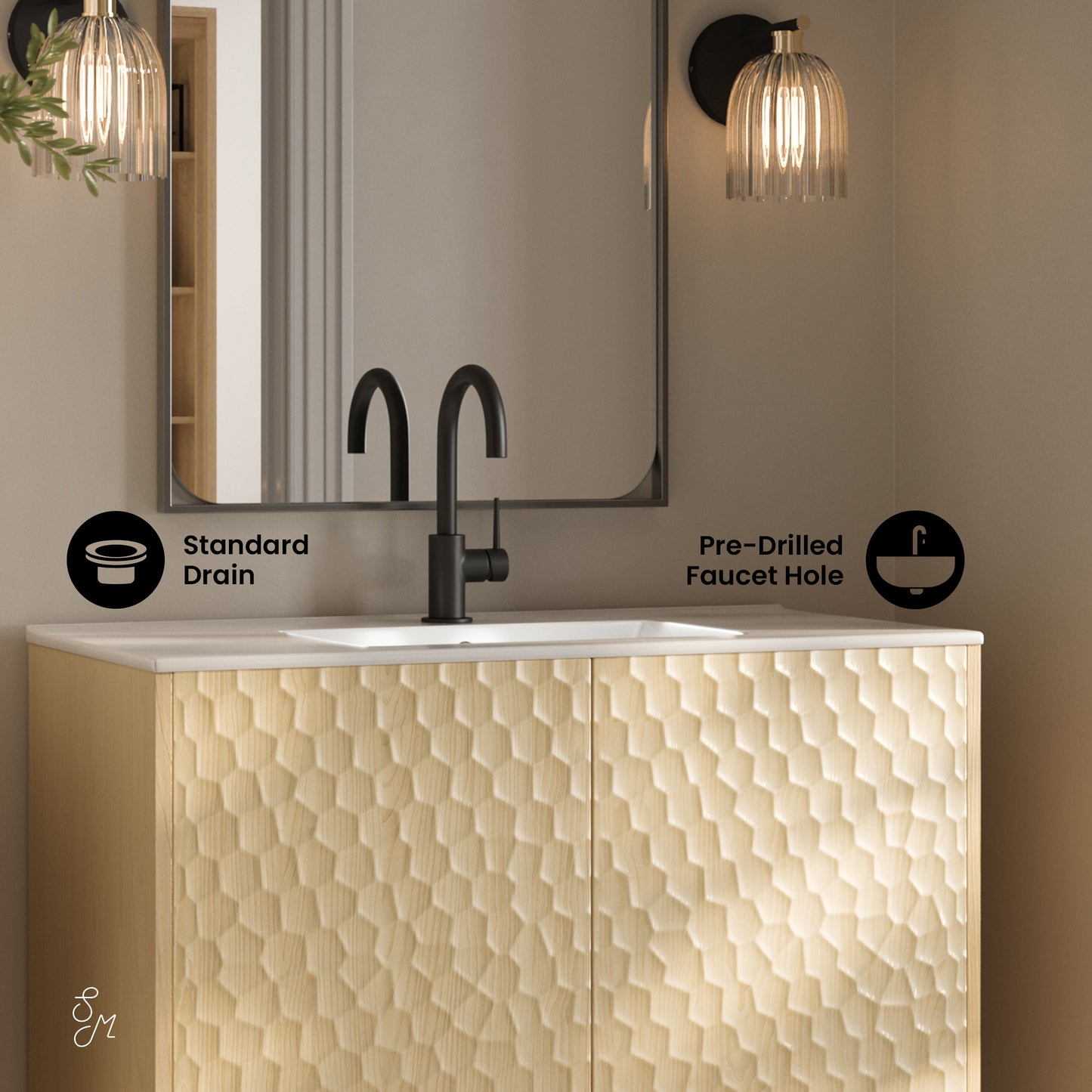 Swiss Madison Bosse 36-inch freestanding bathroom vanity in Natural Oak — view 3