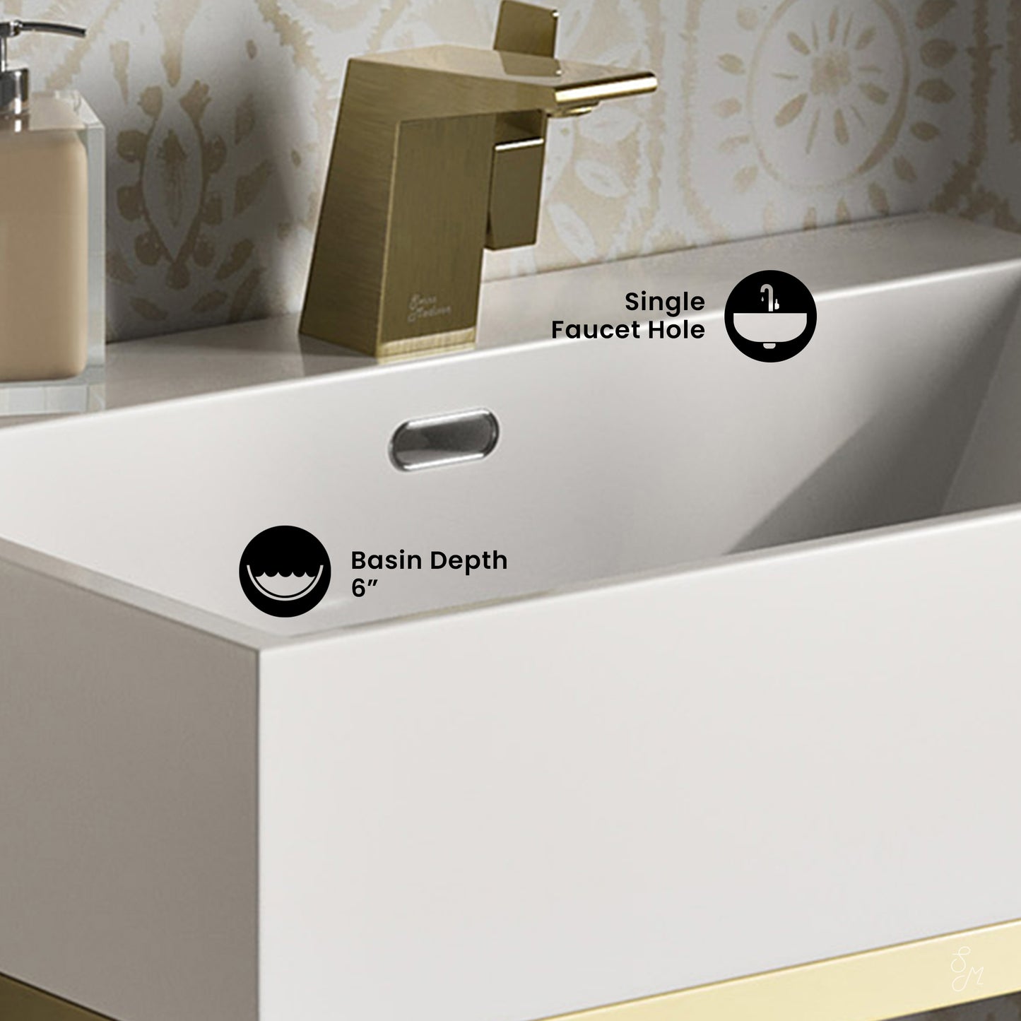 Swiss Madison, Concorde 24" Rectangle Console Sink with Brushed Gold Legs