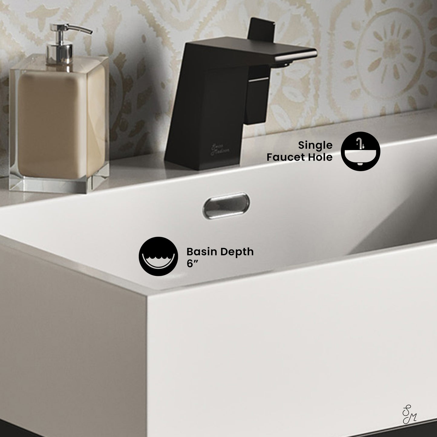 Swiss Madison, Concorde 24" Rectangle Console Sink with Matte Black Legs