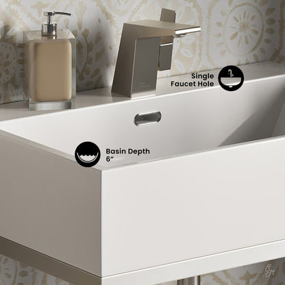 Swiss Madison, Concorde 24" Rectangle Console Sink with Matte Silver Legs