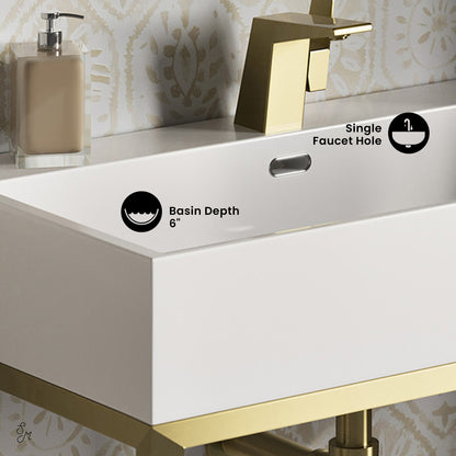 Swiss Madison, Concorde 30" Rectangle Console Sink with Brushed Gold Legs