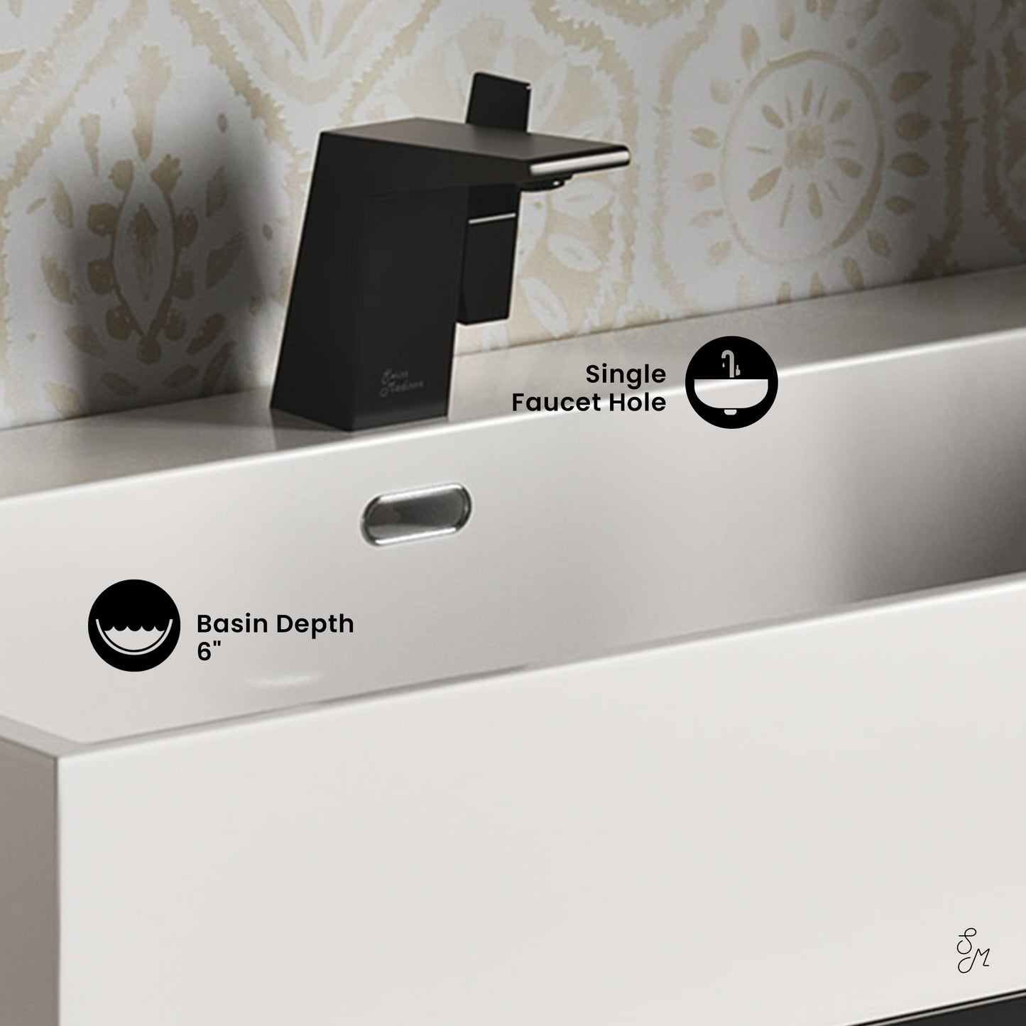 Swiss Madison, Concorde 30" Rectangle Console Sink with Matte Black Legs