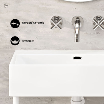Swiss Madison, Claire 24" Rectangle Zero Hole Console Sink with Matte White Legs