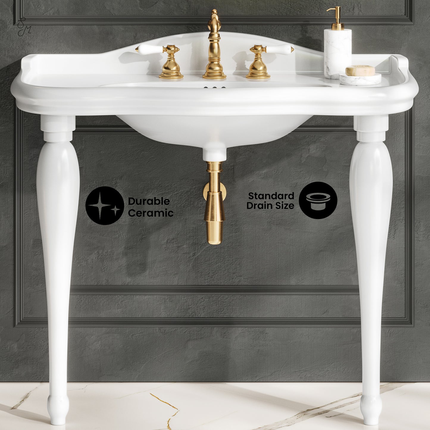 Swiss Madison, Santorini 40" Rectangle 3-Hole Widespread Console Sink