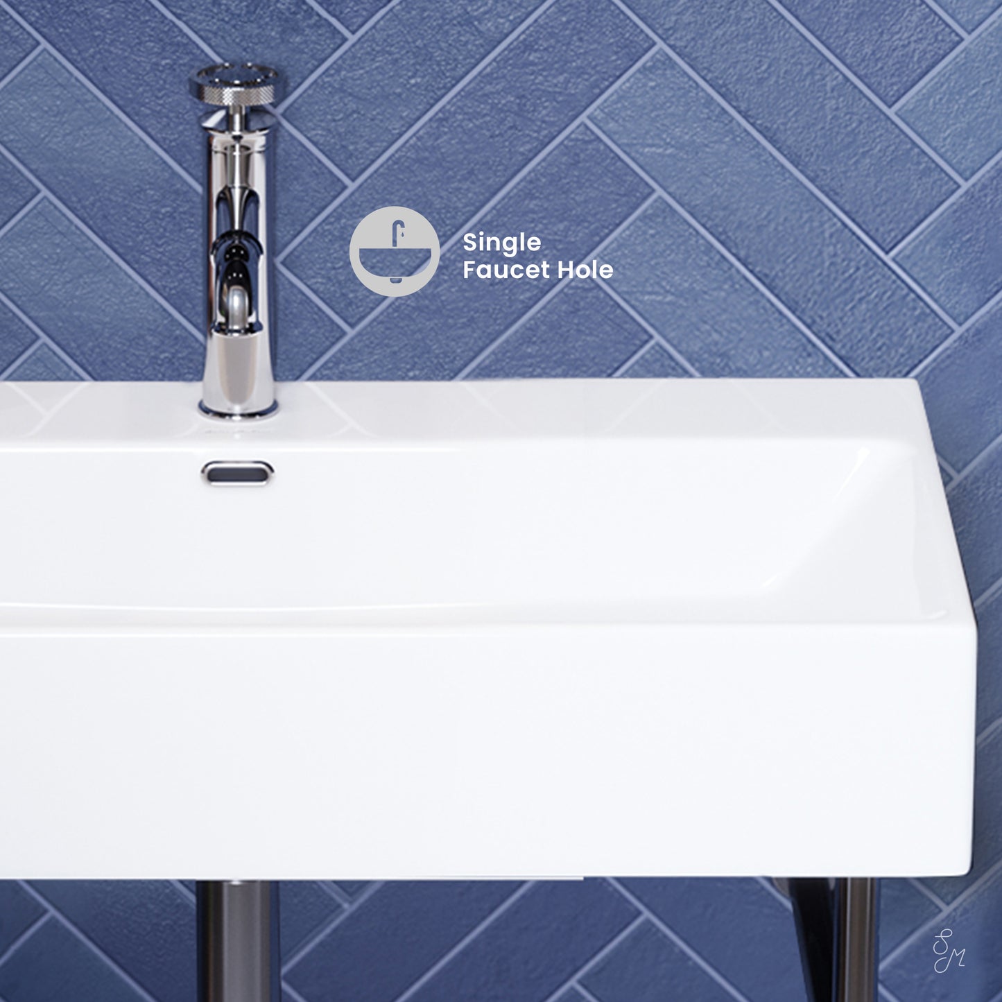 Swiss Madison, Claire 30 Ceramic Console Sink White Basin Chrome Legs