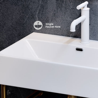 Swiss Madison, Claire 24 Ceramic Console Sink White Basin Brushed Gold Legs