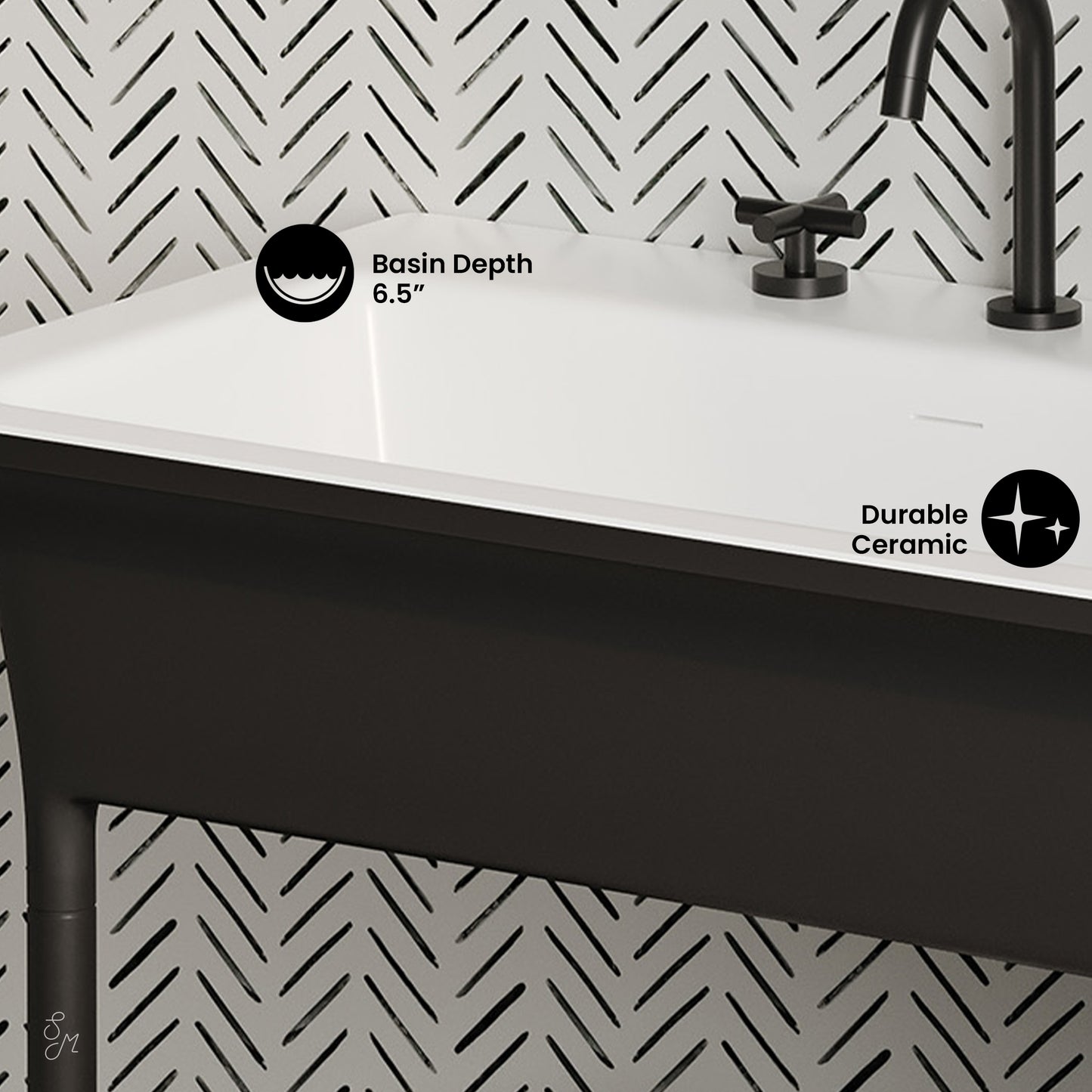 Swiss Madison, Ivy 32" Solid Surface Console Sink in Matte Black