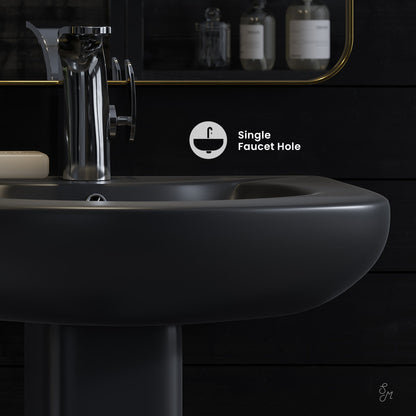 Swiss Madison, Chateau Two-Piece Round Pedestal Sink in Matte Black