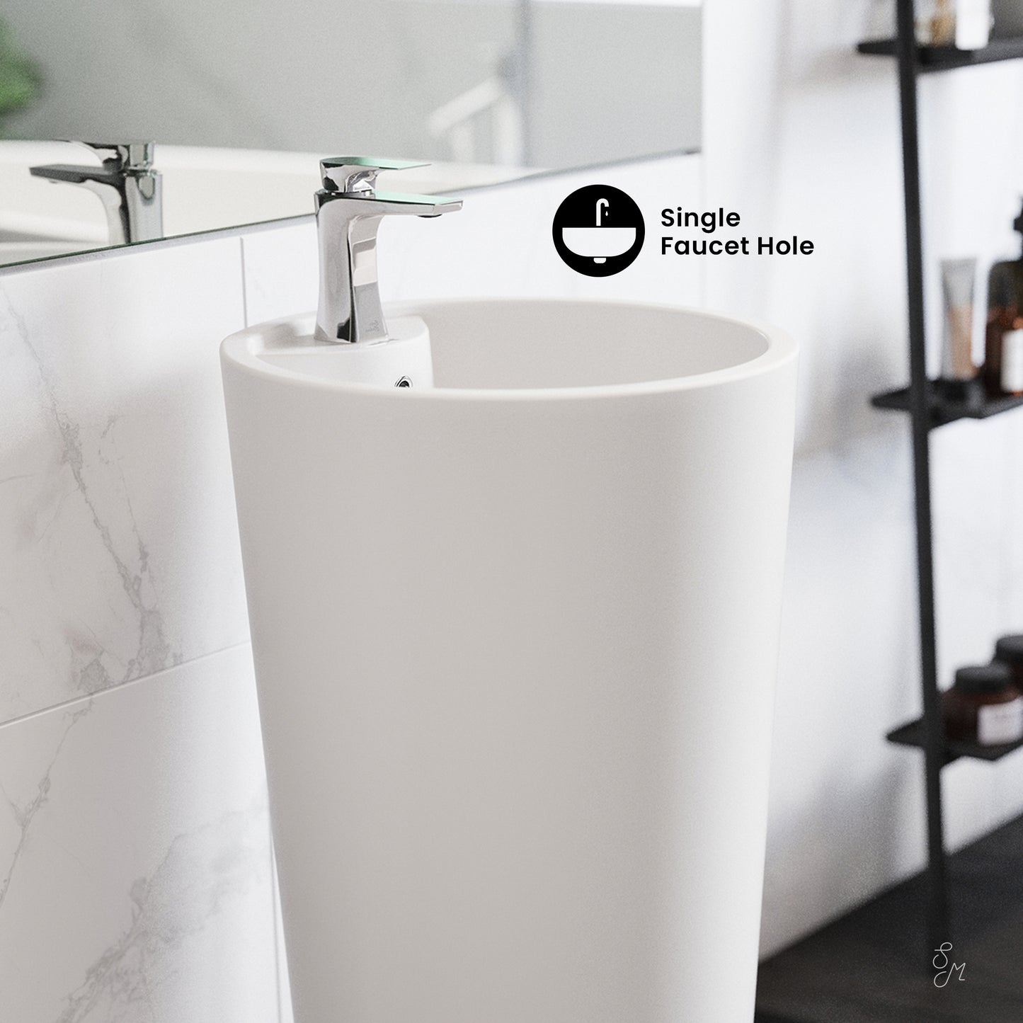 Swiss Madison, Monaco Circular Basin Pedestal sink