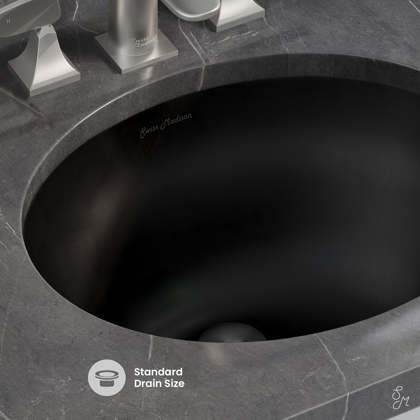 Swiss Madison, Monaco 19" Ceramic Undermount Bathroom Sink in Matte Black