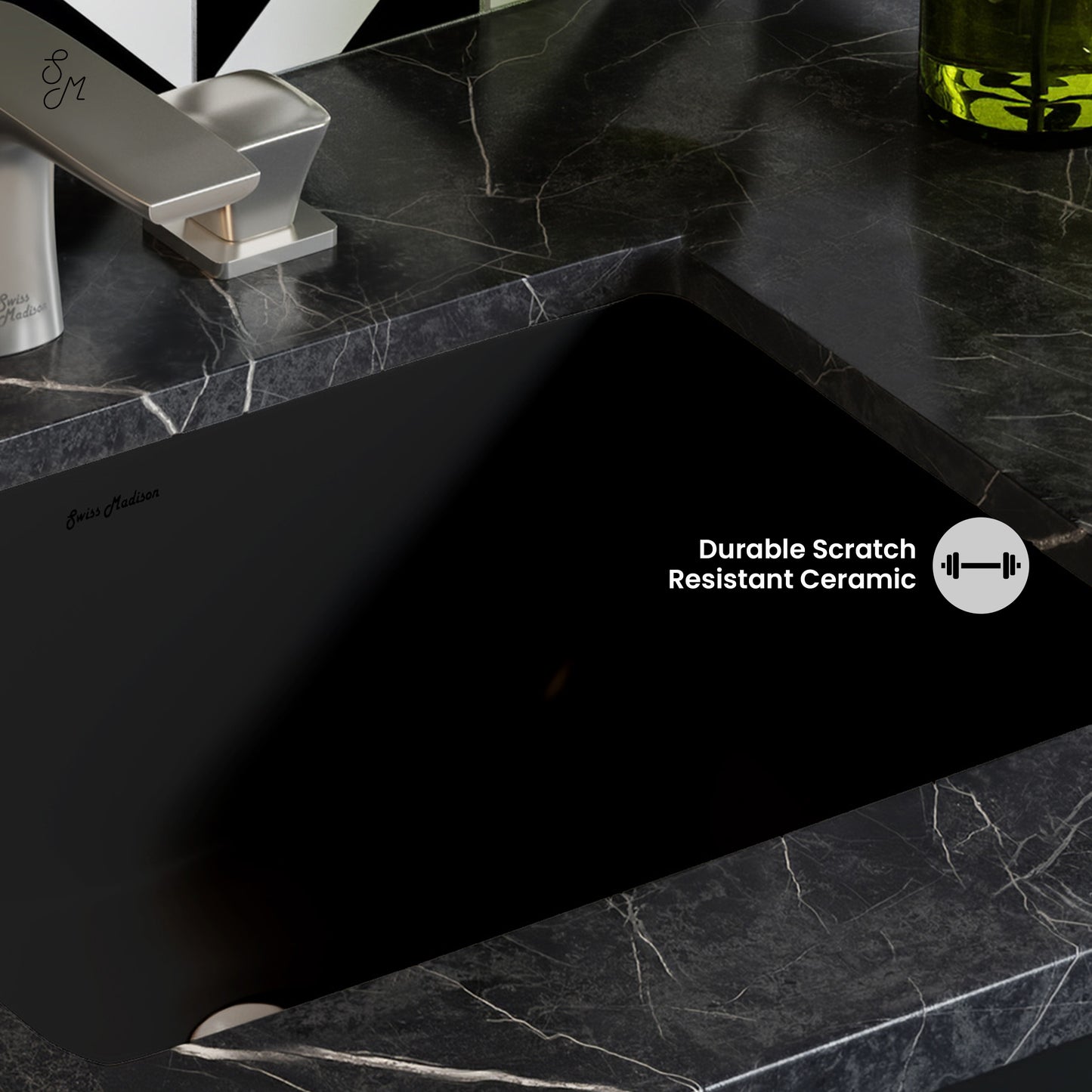 Swiss Madison, Plaisir 18.5" Rectangle Undermount Bathroom Sink in Matte Black