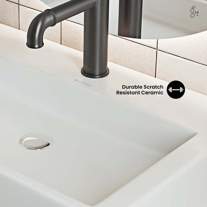 Swiss Madison, Claire 20 Rectangle Ceramic Vessel Sink, Matte White