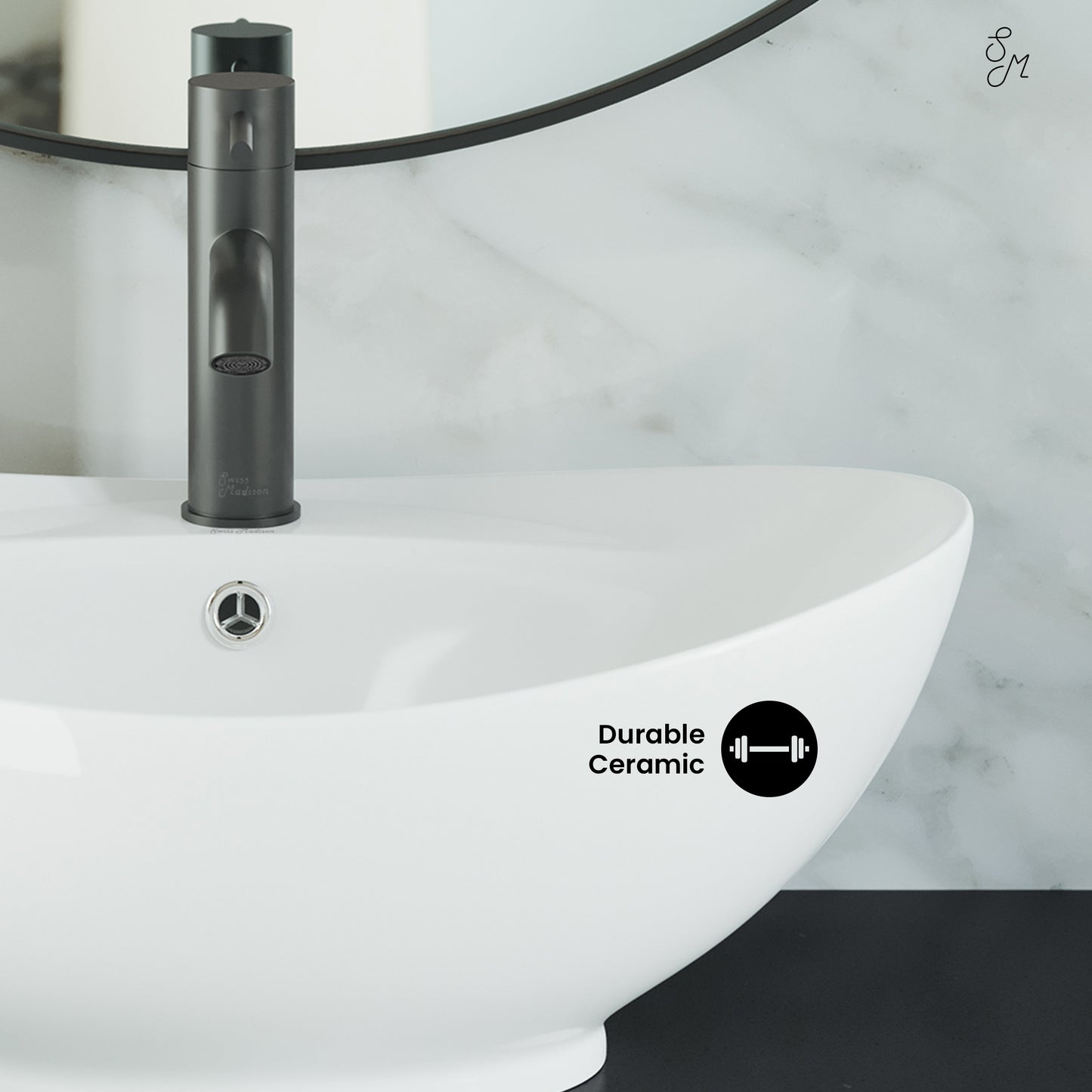 Swiss Madison, Ivy 23 Oval Ceramic Vessel Sink