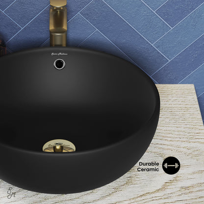 Swiss Madison, Sublime  Round Vessel Sink in Matte Black