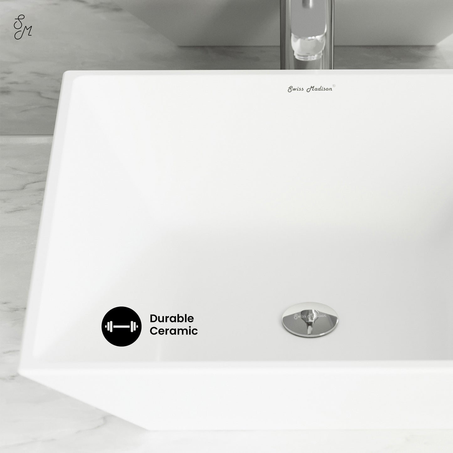 Swiss Madison, St. Tropez Square Ceramic Vessel Sink