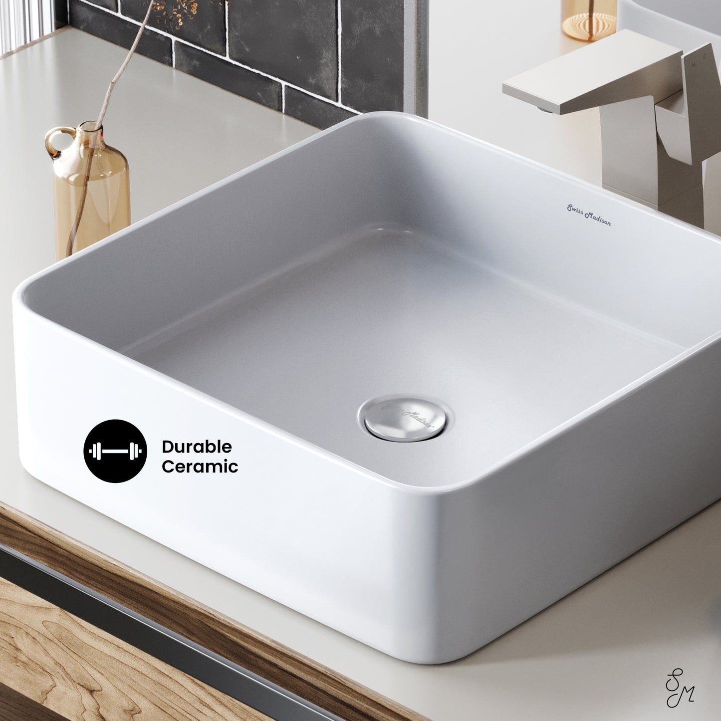 Swiss Madison, Concorde Ceramic Square Vessel Sink