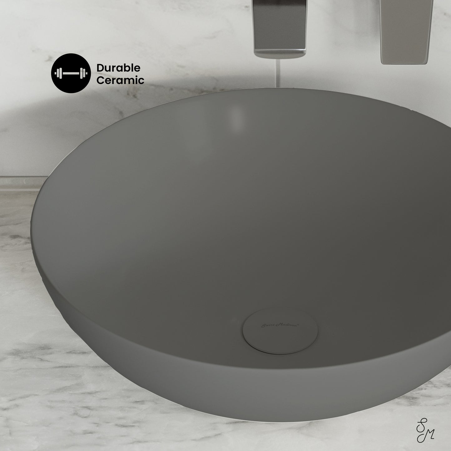 Swiss Madison, Classe 16 Color Ceramic Sink in Matte Grey