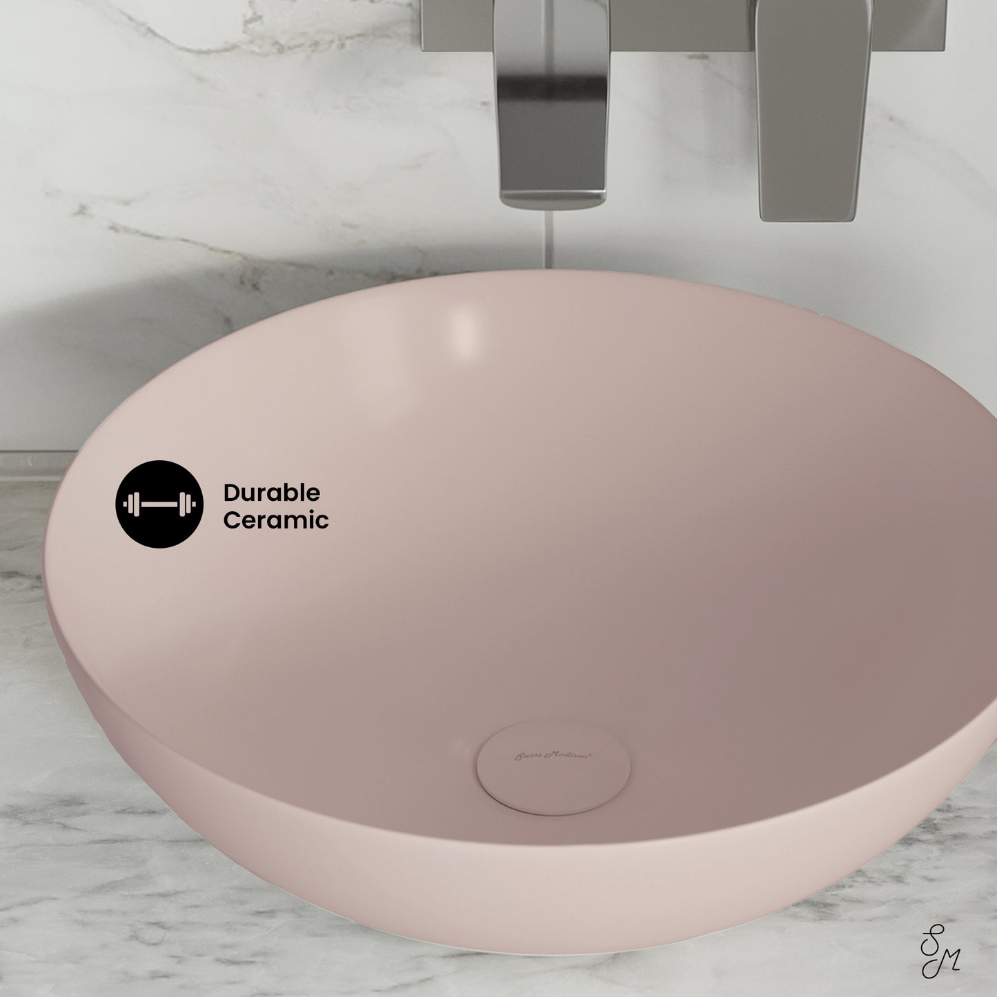 Swiss Madison, Classe 16 Color Ceramic Sink in Matte Pink