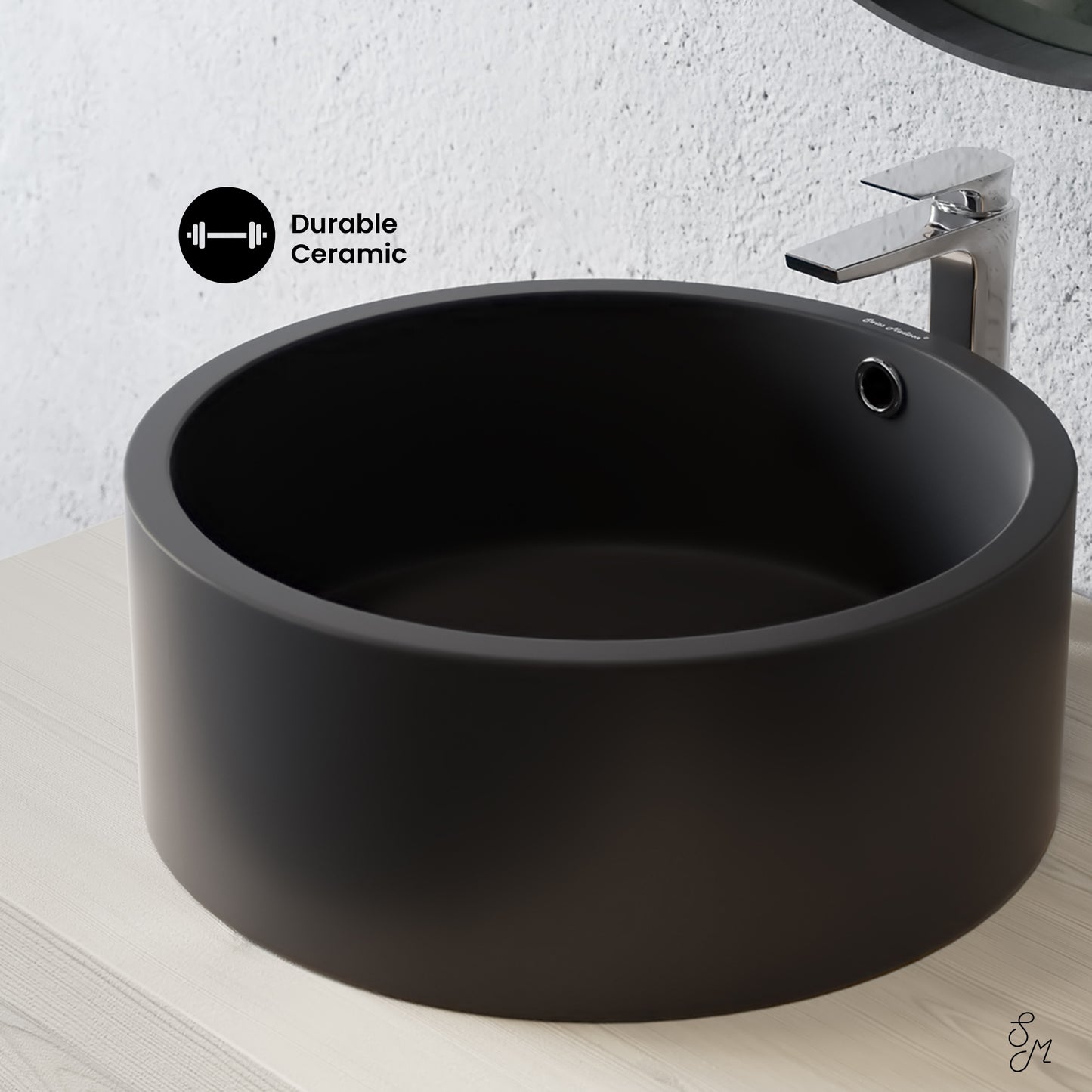 Swiss Madison, Monaco 16.5” Round Vessel Sink in Matte Black
