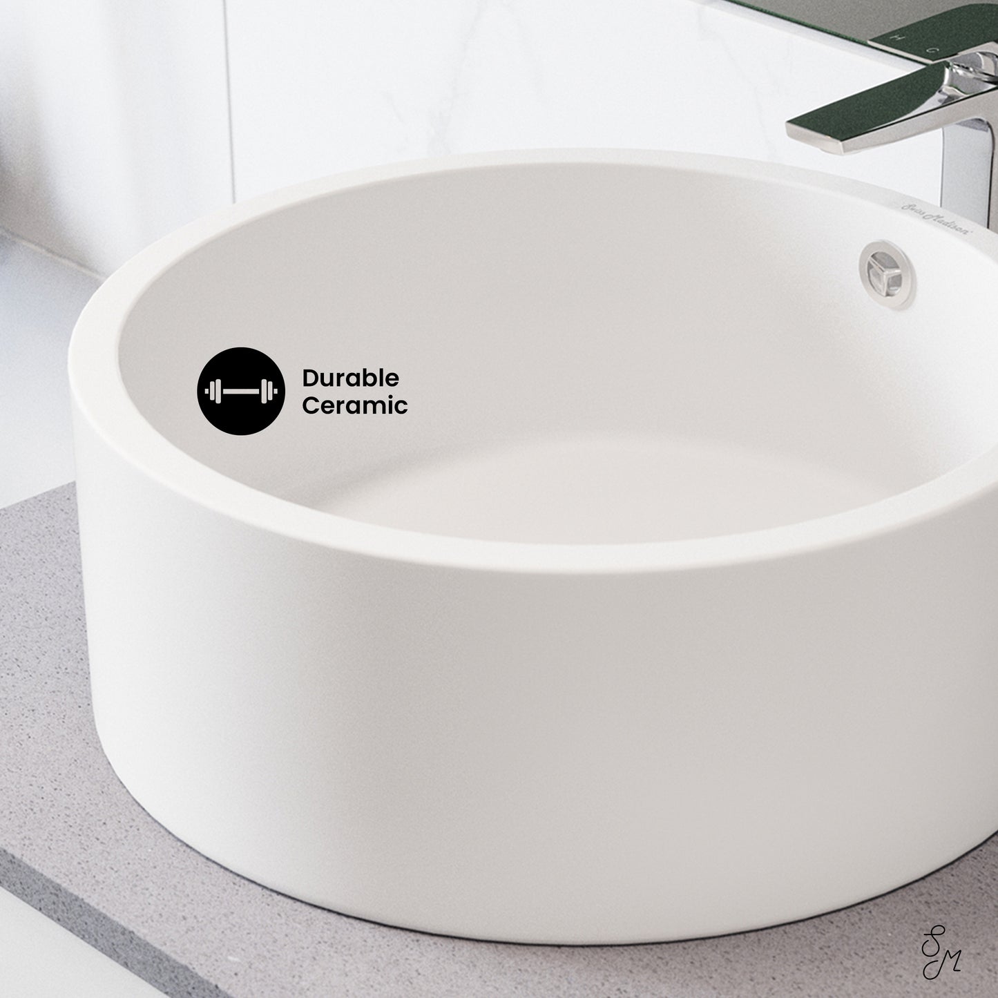 Swiss Madison, Monaco Round Ceramic Bathroom Vessel Sink in White