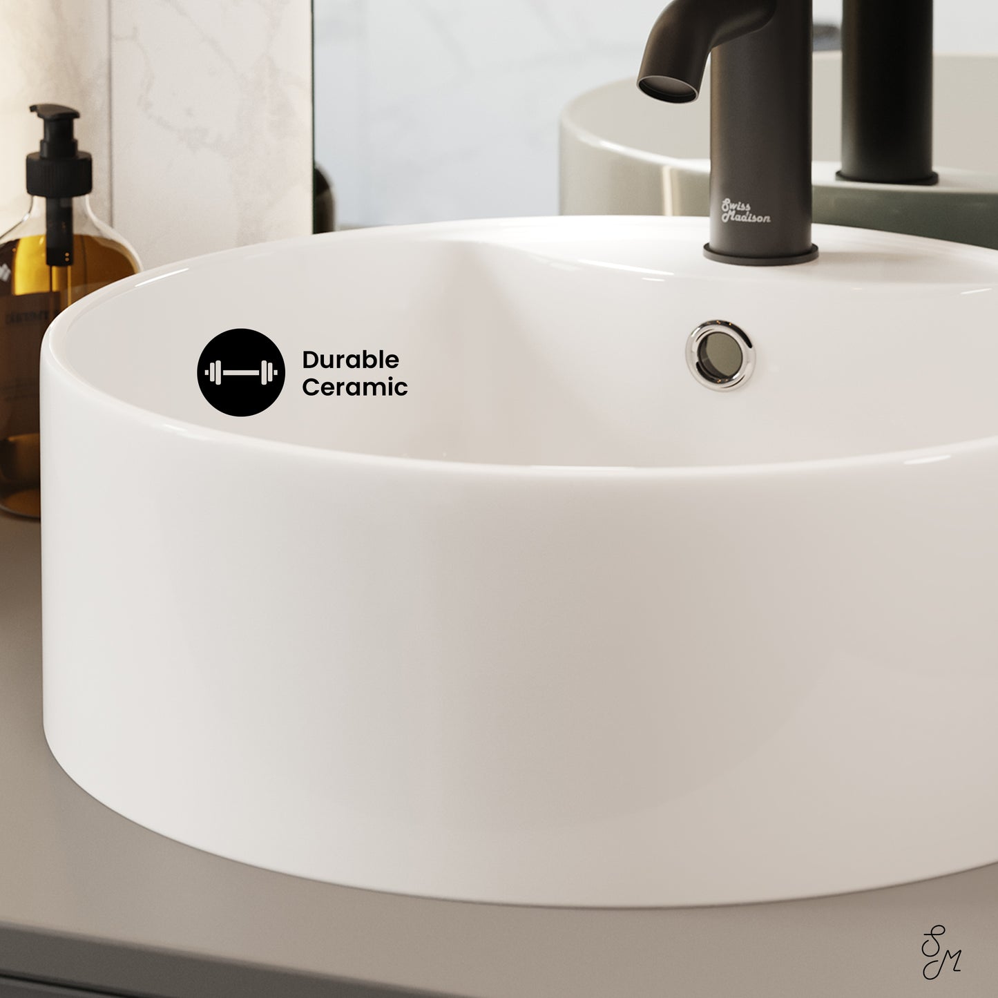 Swiss Madison, Monaco Round Vessel Sink with Faucet Mount