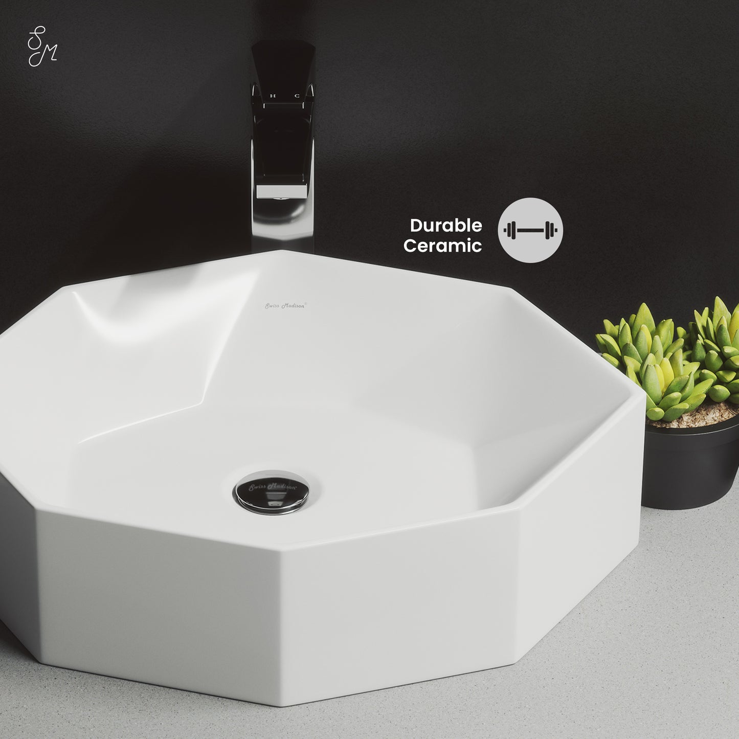 Swiss Madison Brusque Glossy White 19.25-inch vessel bathroom vanity — view 3