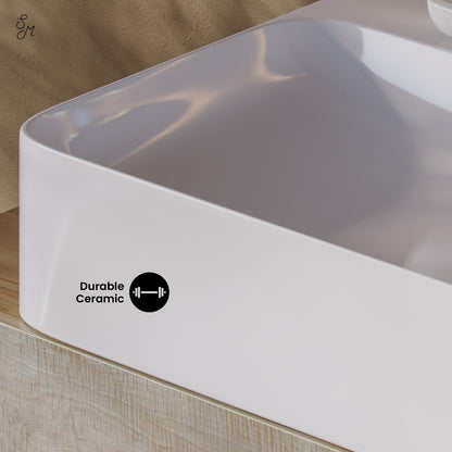 Swiss Madison, Voltaire 32" Rectangle Vessel Sink in Glossy White with Faucet Mount