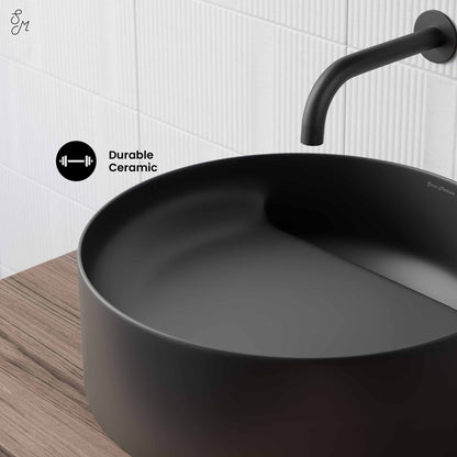 Swiss Madison, Beau 16.5" Round Vessel Bathroom Sink in Matte Black