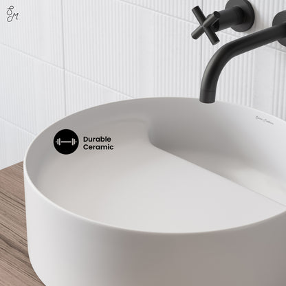 Swiss Madison, Beau 16.5" Round Vessel Bathroom Sink in Matte White