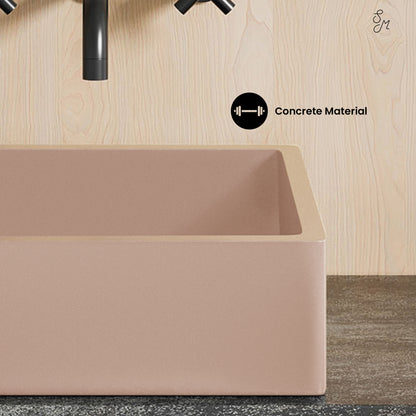 Swiss Madison, Lisse 15.5" Concrete Square Vessel Sink in Matte Blush