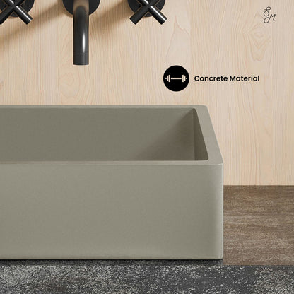 Swiss Madison, Lisse 15.5" Concrete Square Vessel Sink in Matte Taupe