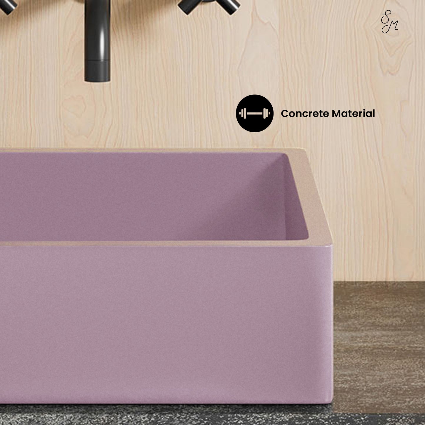 Swiss Madison, Lisse 15.5" Concrete Square Vessel Sink in Matte Lavender