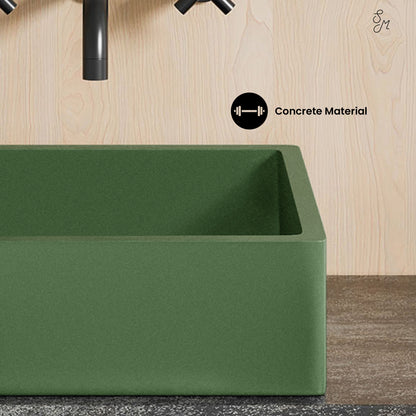 Swiss Madison, Lisse 15.5" Concrete Square Vessel Sink in Matte Royal Green