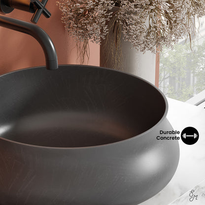 Swiss Madison, Lisse 17.5" Round Concrete Vessel Bathroom Sink in Dark Grey