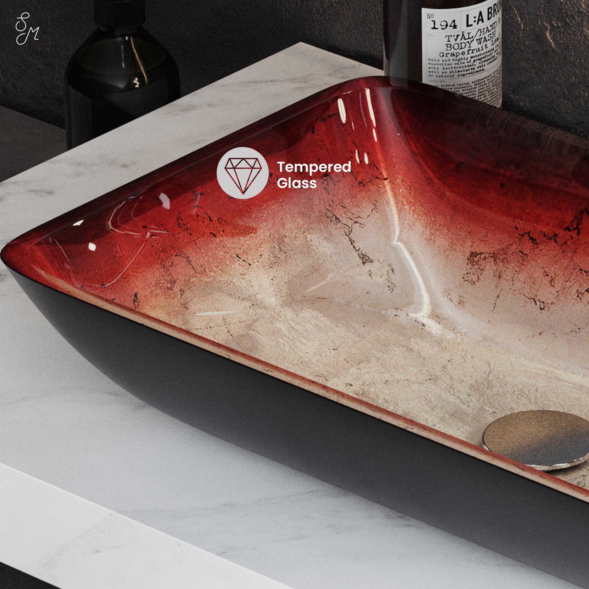 Swiss Madison Ember Red vessel bathroom vanity — view 3