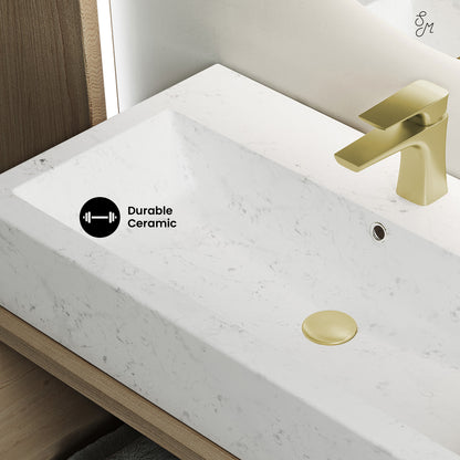 Swiss Madison, Voltaire Wide Rectangle Vessel Sink in Static Marble