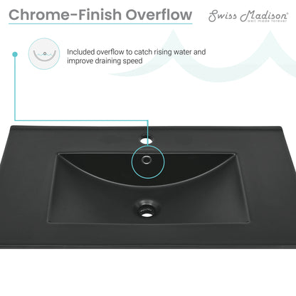 Swiss Madison, 30" Vanity Top Bathroom Sink in Matte Black