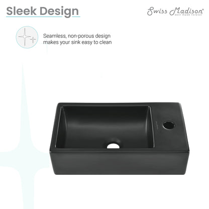 Swiss Madison, 18 inch Ceramic Vanity Sink Top in Matte Black