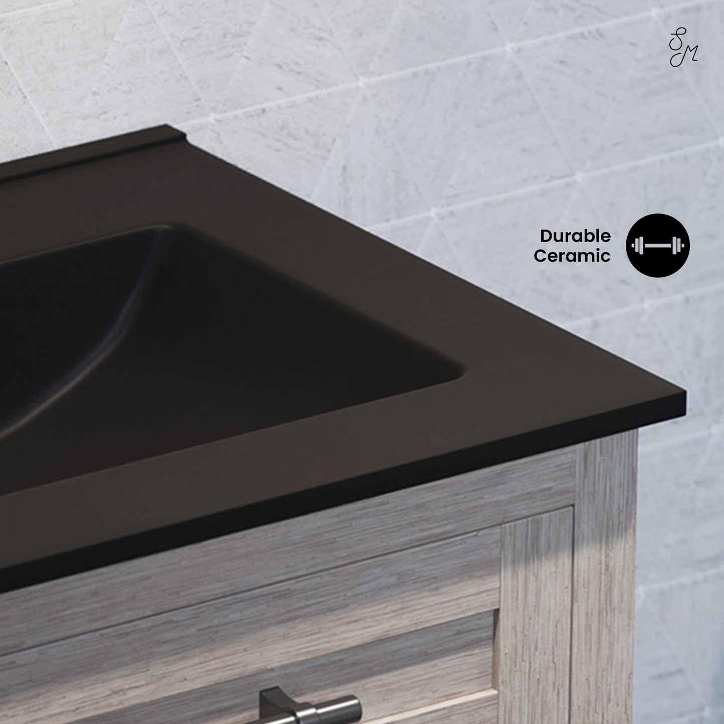 Swiss Madison, 24" 3-Hole Centerset Vanity Sink Top in Matte Black