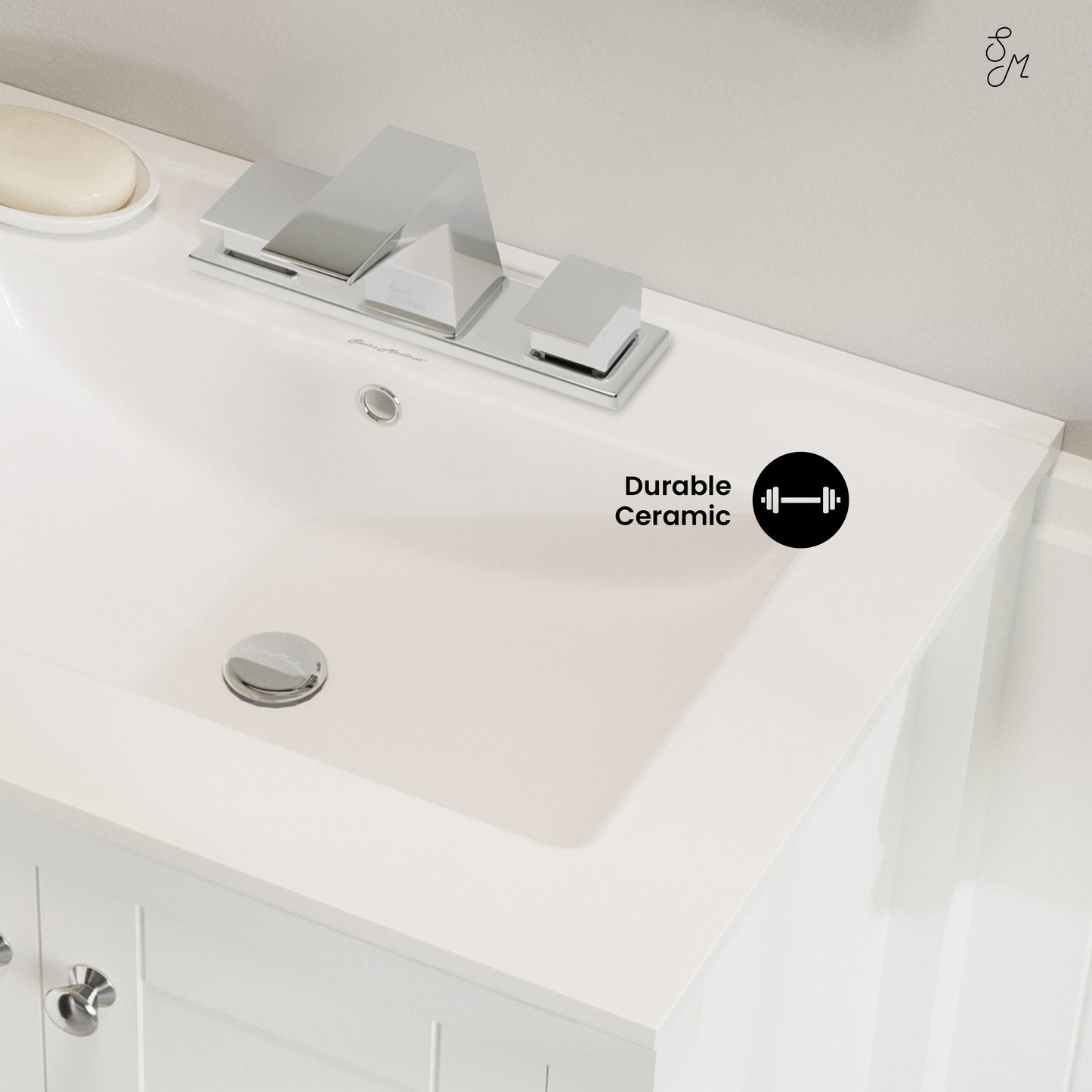 Swiss Madison, 24" 3-Hole Centerset Vanity Sink Top in Glossy White