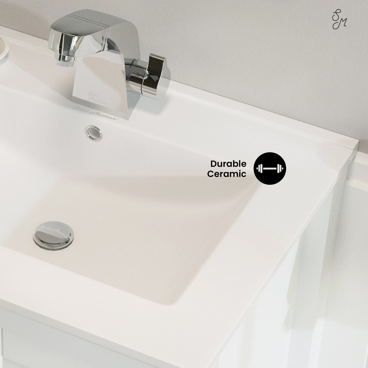 Swiss Madison, 24" Ceramic Vanity Top with Single Faucet Hole