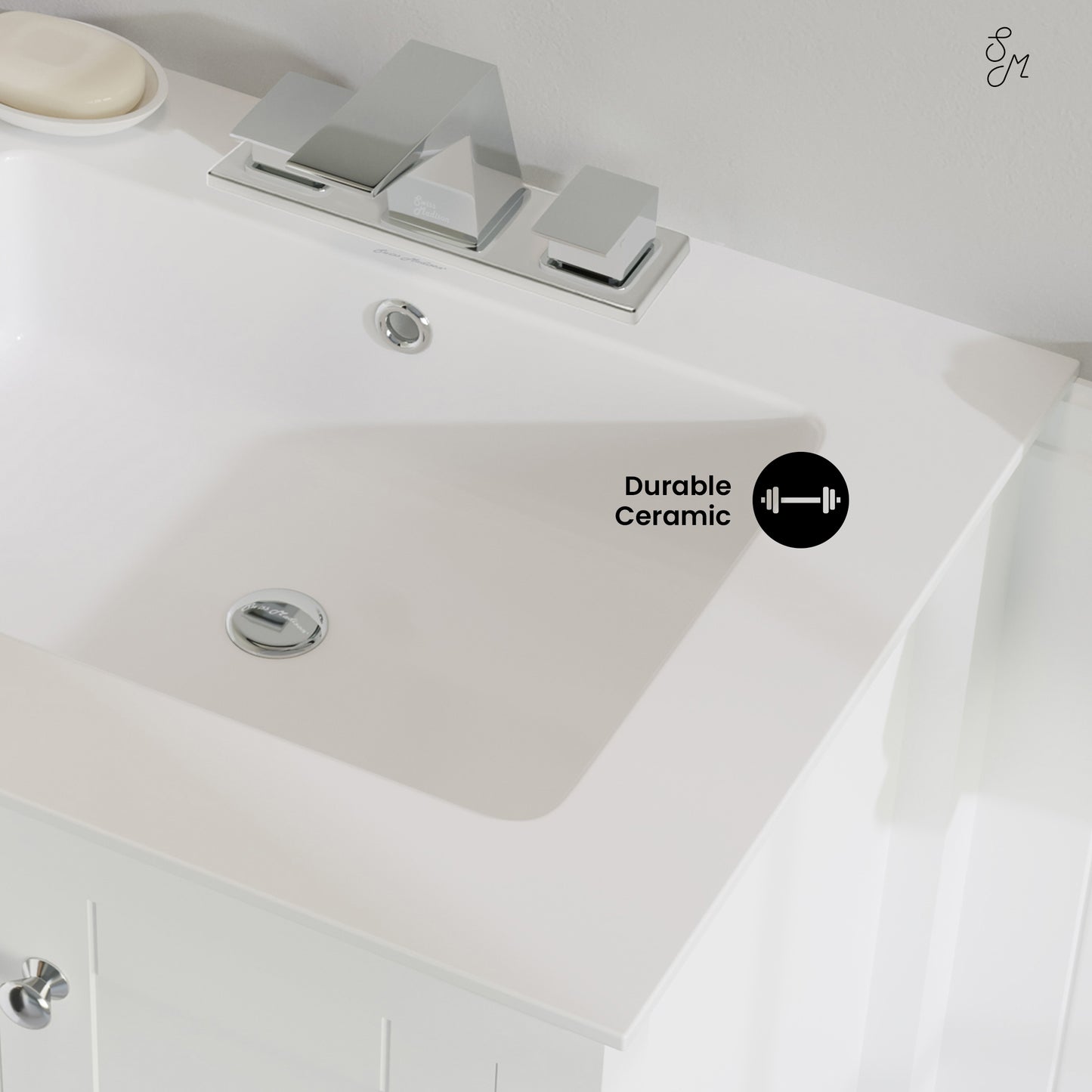 Swiss Madison, Voltaire 25 Vanity Top Sink with 3 Centerset Faucet Holes