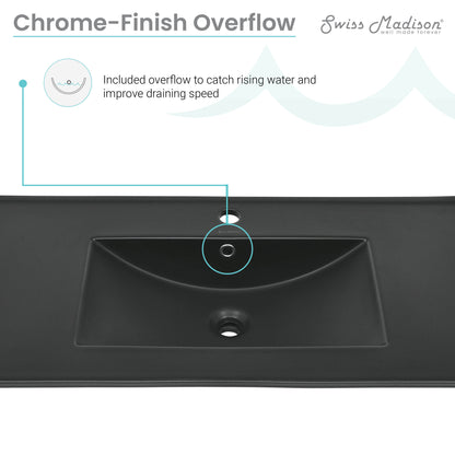 Swiss Madison, 36" Ceramic Vanity Top with Single Faucet Hole in Matte Black