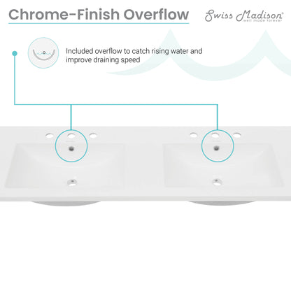 Swiss Madison, 60 inch Vanity Top Bathroom Sink with 3 Holes