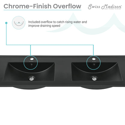 Swiss Madison, 60 inch Vanity Top Bathroom Sink in Matte Black