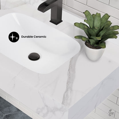 Swiss Madison, Avancer 36'' Wall Mount Sink In White Marble
